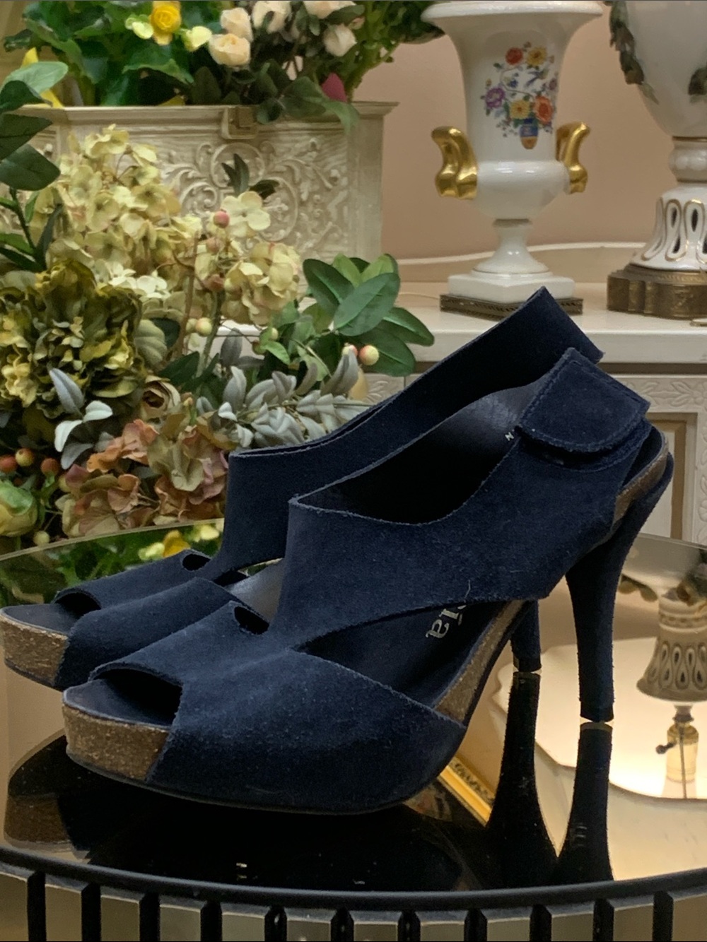 Pedro Garcia | Navy Blue Suede Sandal Heels size 38
